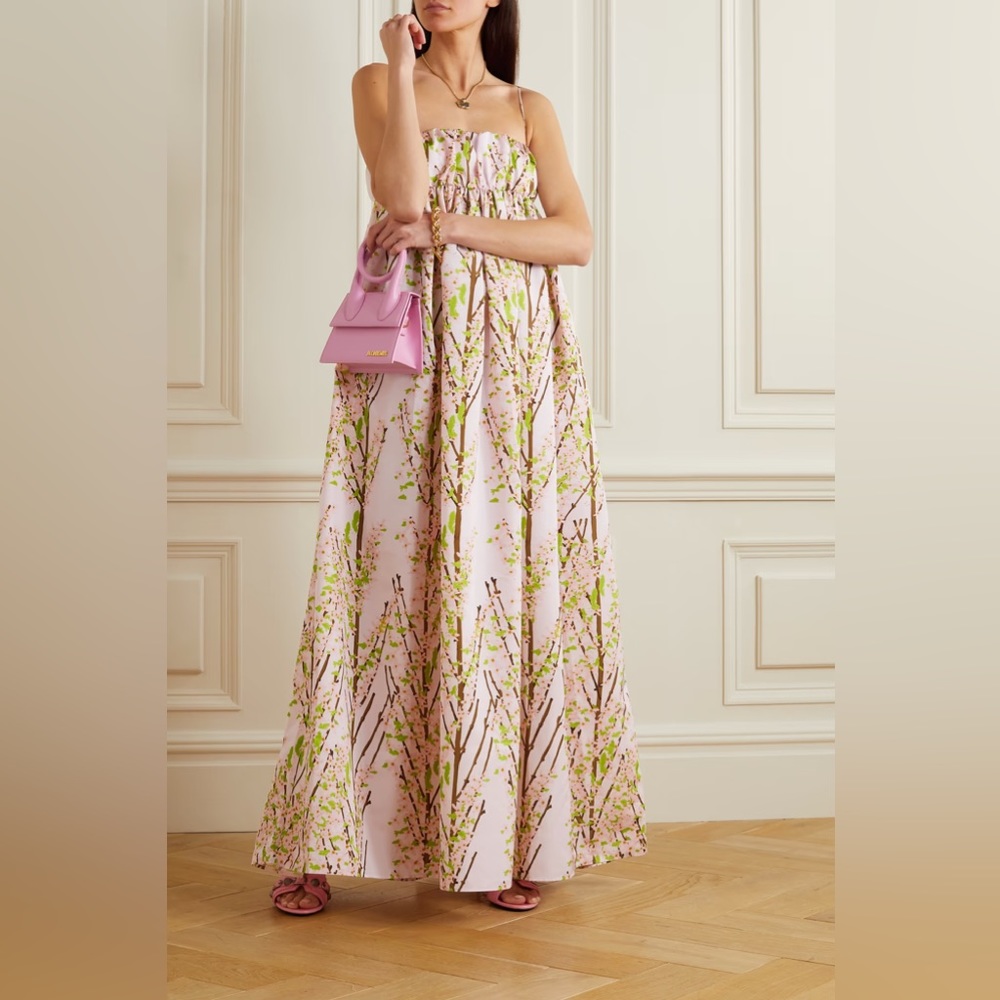 Bernadette Birgit floral-print taffeta maxi dress floral gown wedding guest